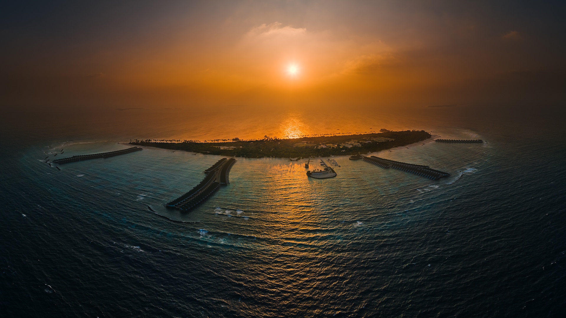 Siyam World Maldives resort sunset view