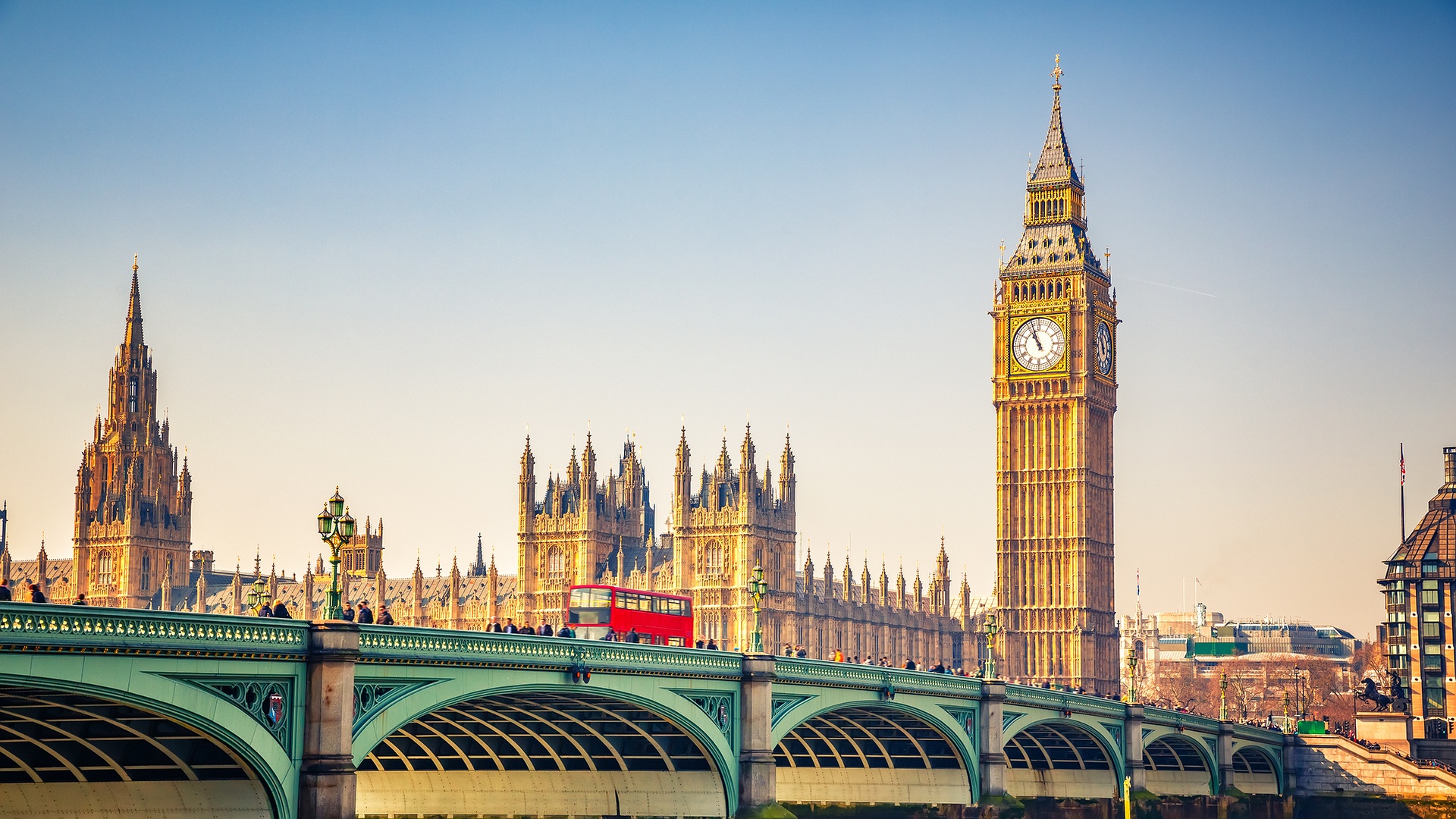 Palace of Westminster and clock tower in London