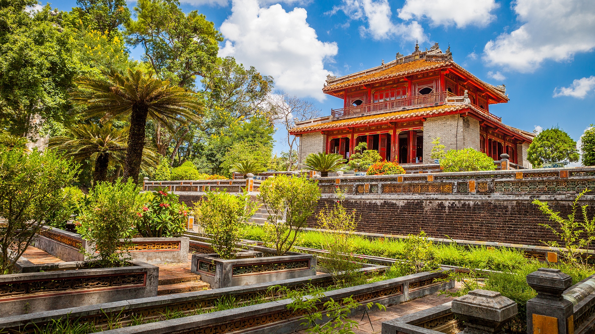 pavilion at the Minh Mang Mausoleum in Hue, Vietnam