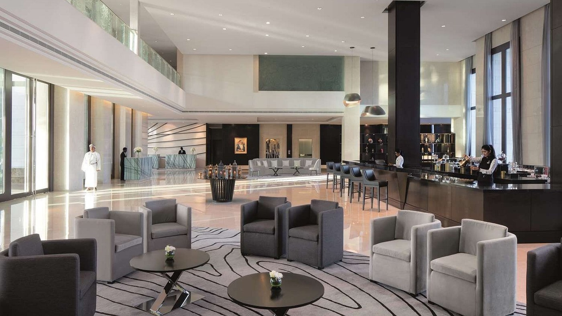 lobby of the Radisson Collection Muscat, Hormuz Grand hotel in Oman