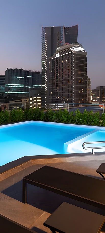 city view from Lumen Bangkok Udomsuk Station hotel in Bangkok, Thailand