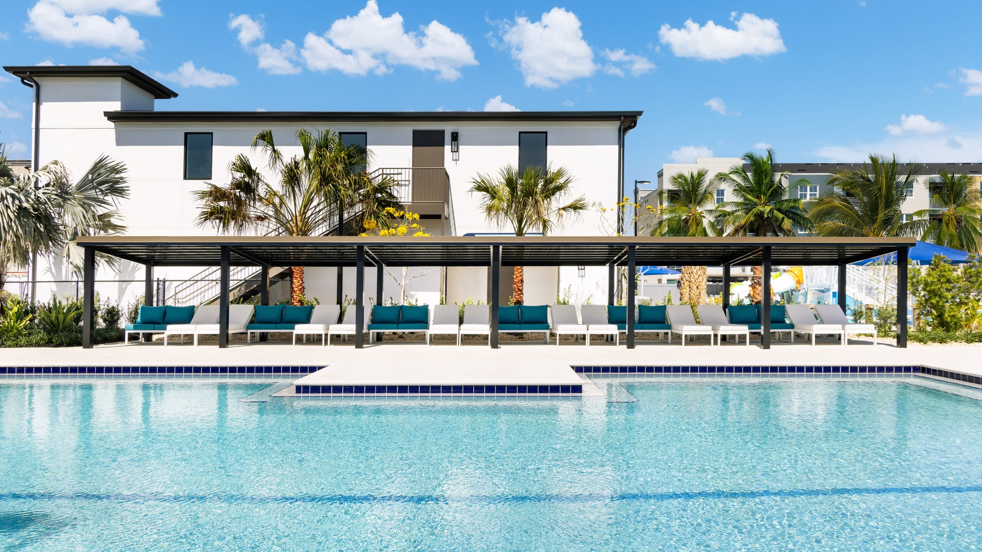Pool area at Villatel Orlando resort, Florida