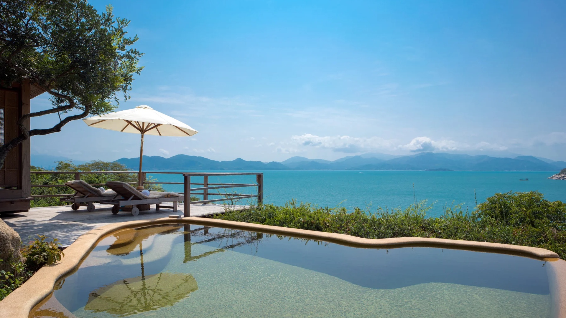 a private pool villa overlooking the ocean at the Six Senses Ninh Van Bay resort in Vietnam