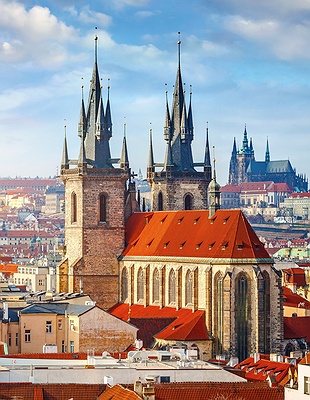 a scenic view of the city of Prague, Czech Republic