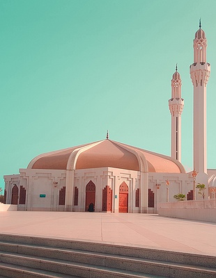 Island mosque Jeddah sunset view
