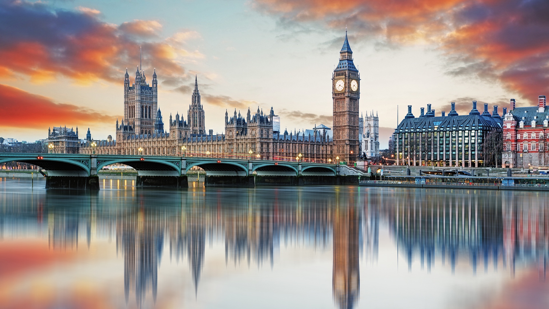 Houses of Parliament and the Elizabeth Tower in London, UK