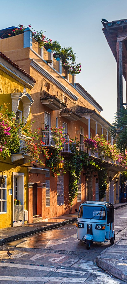Colorful steet view at Cartagena, Colombia