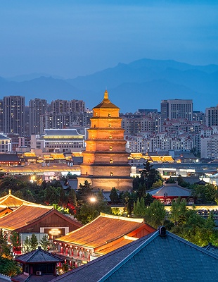 the Forbidden City in Beijing, China, at sunset