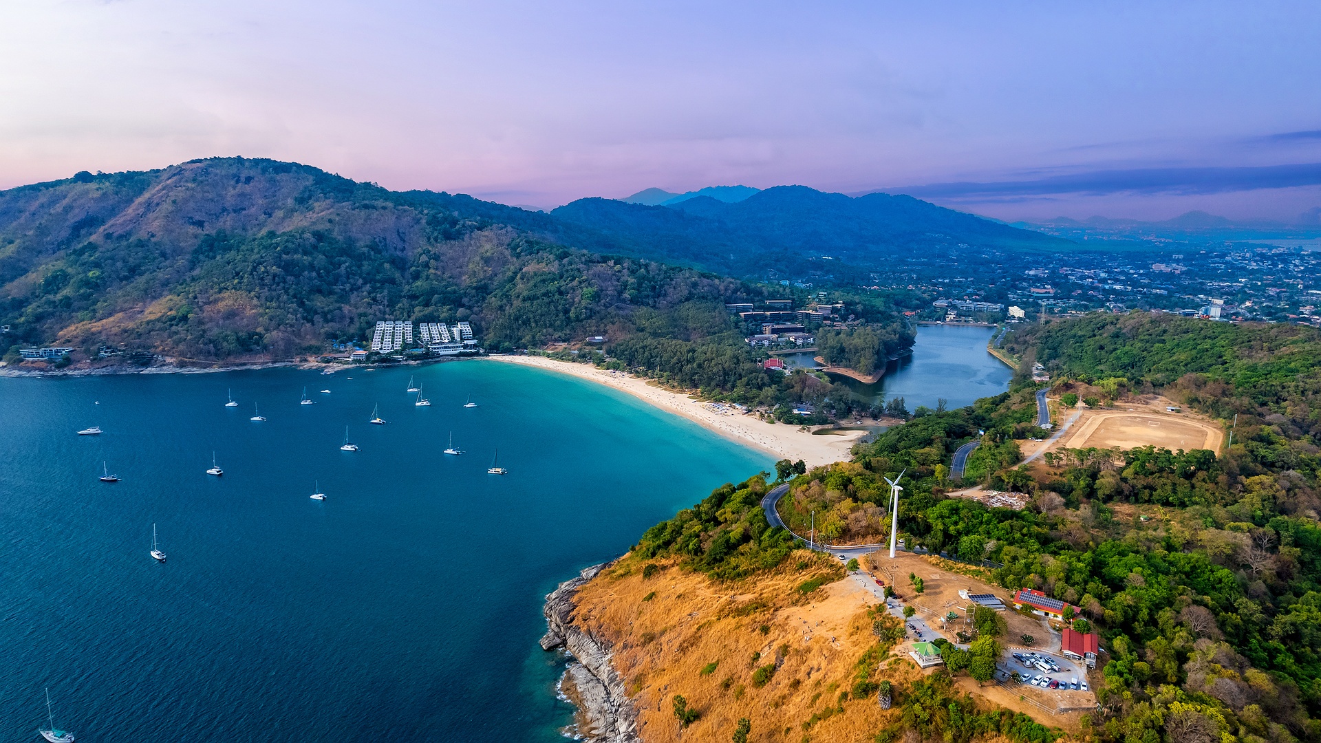 view of Promthep Cape and Nai Harn Beach in Phuket, Thailand