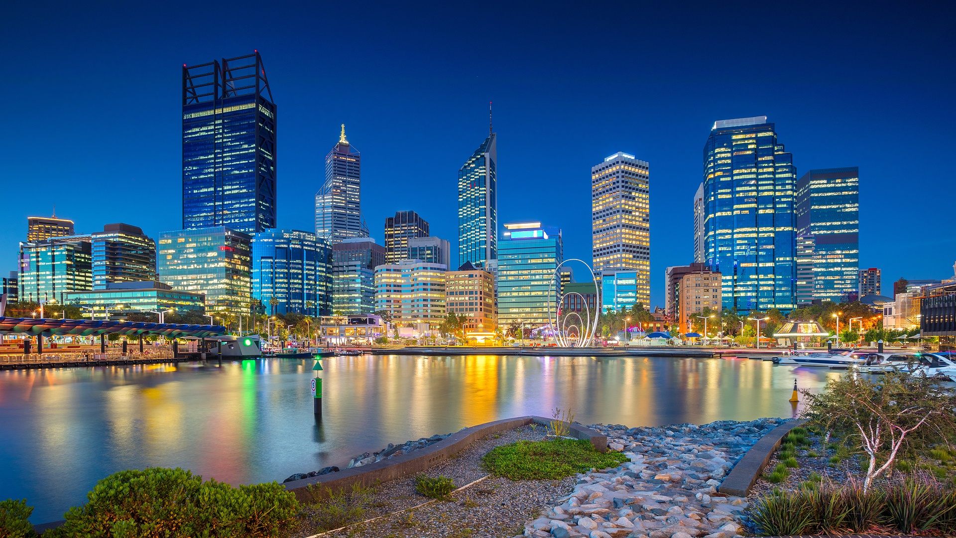 Perth city skyline at night
