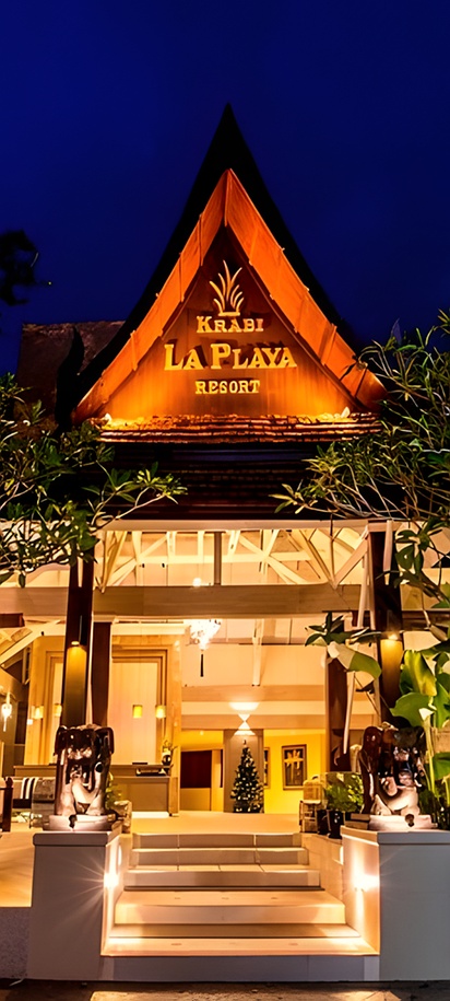 the entrance to the Krabi La Playa Resort in Thailand