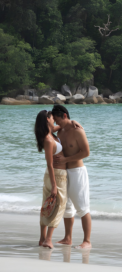 couple on the beach at Pangkor Laut Resort