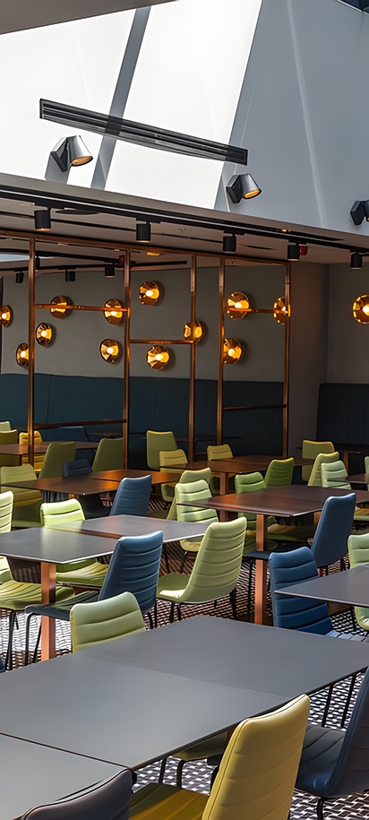 the restaurant area of the Barceló Budapest hotel