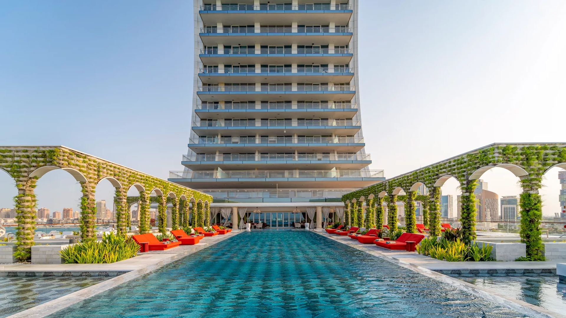 pool deck at the Raffles Doha
