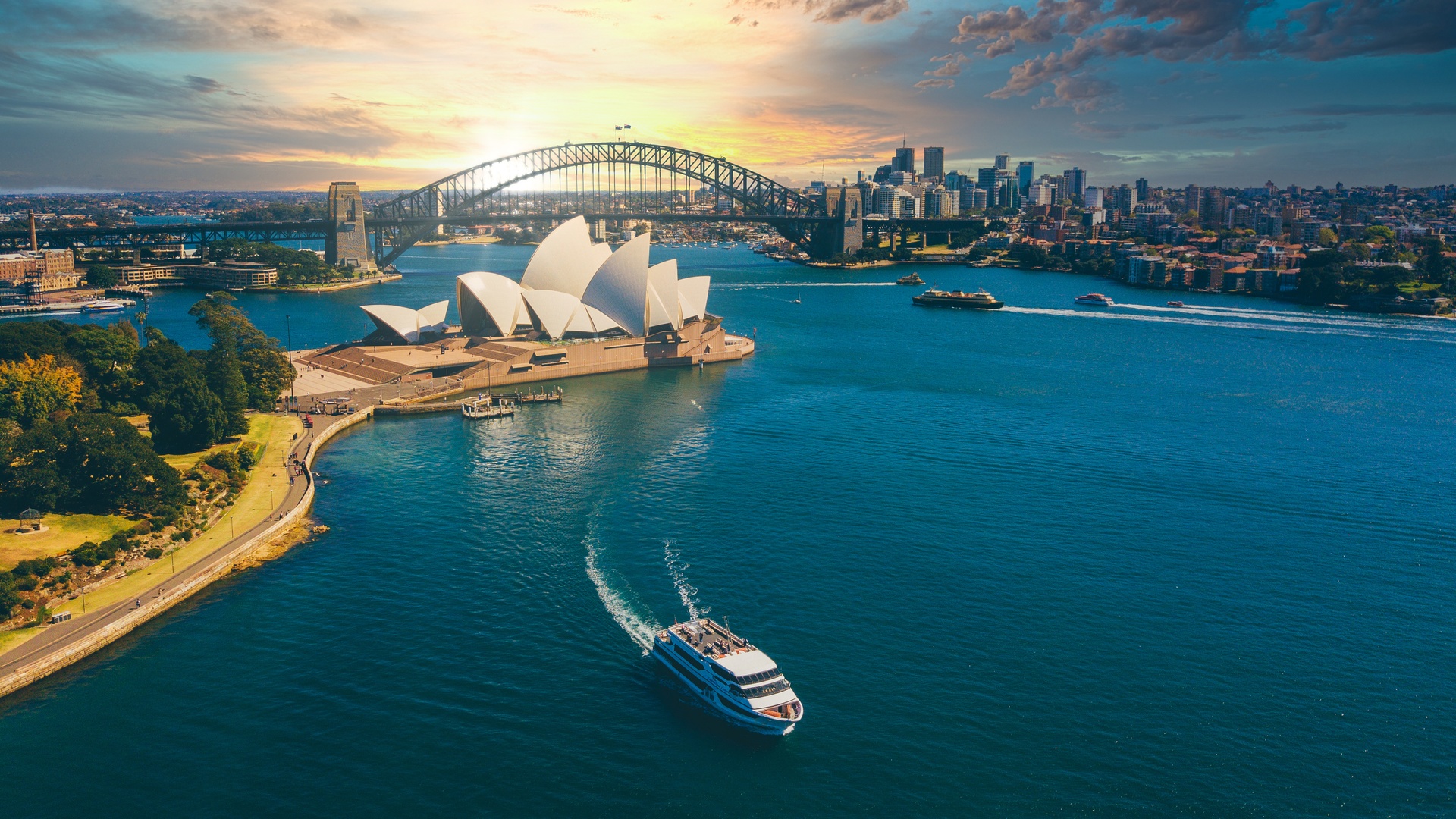 Sydney opera house in Australia aerial view