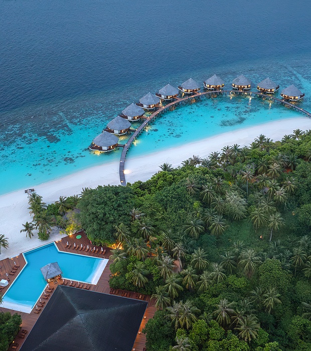 Adaaran select meedhupparu aerial view with pool