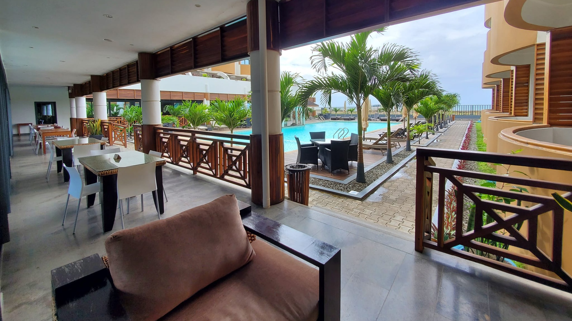 restaurant area at the Hôtel Marina Beach in Toamasina, Madagascar