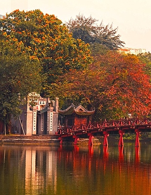 Hoan Kiem Lake  in Hanoi, Vietnam.