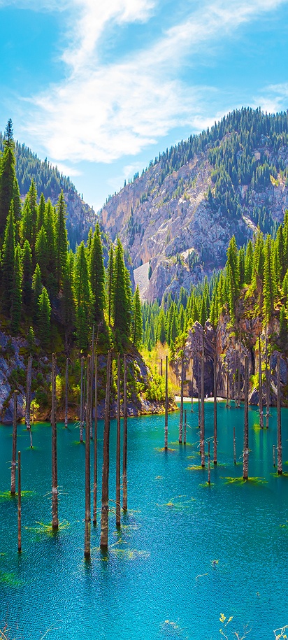 Lake Kaindy, located in the Tian Shan Mountains of Kazakhstan