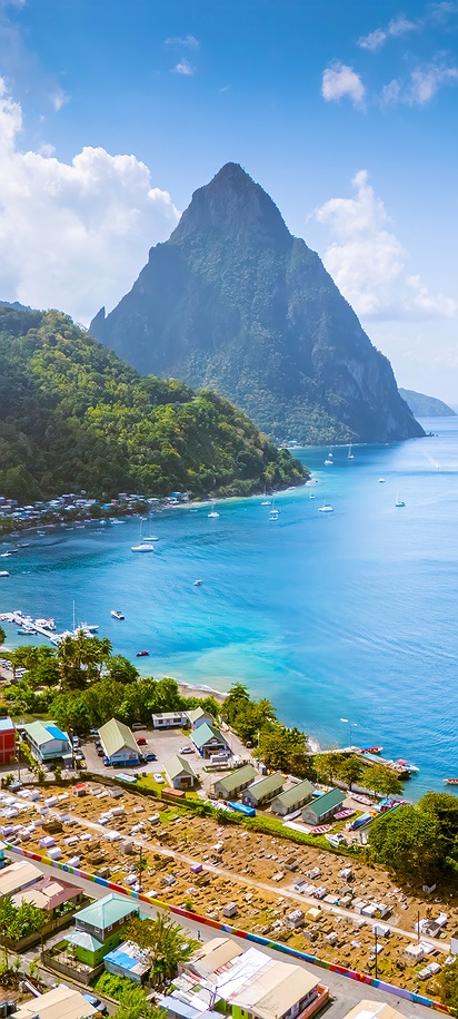 pair of volcanic spires in St. Lucia