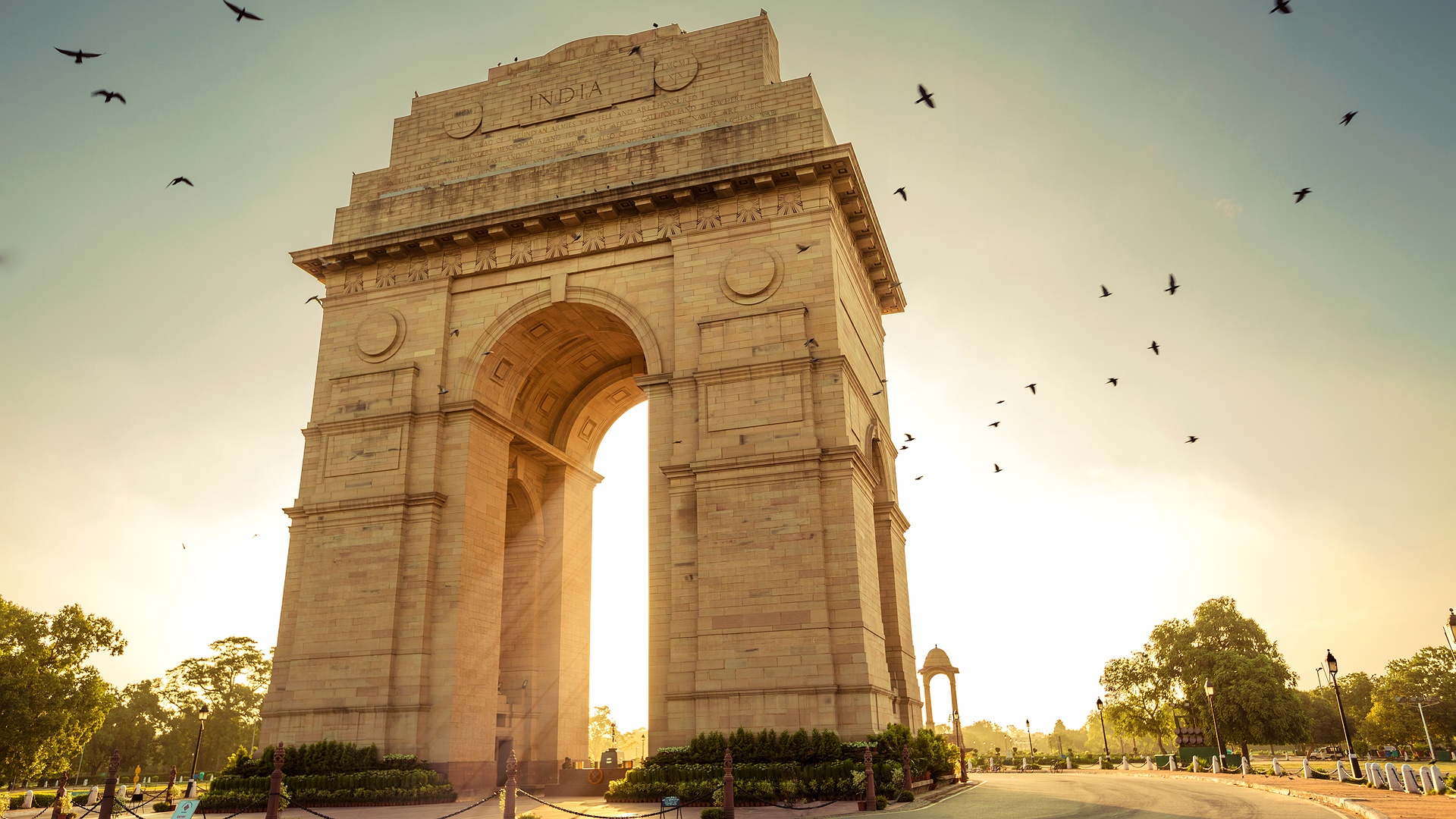 the India Gate, a war memorial located in New Delhi, India