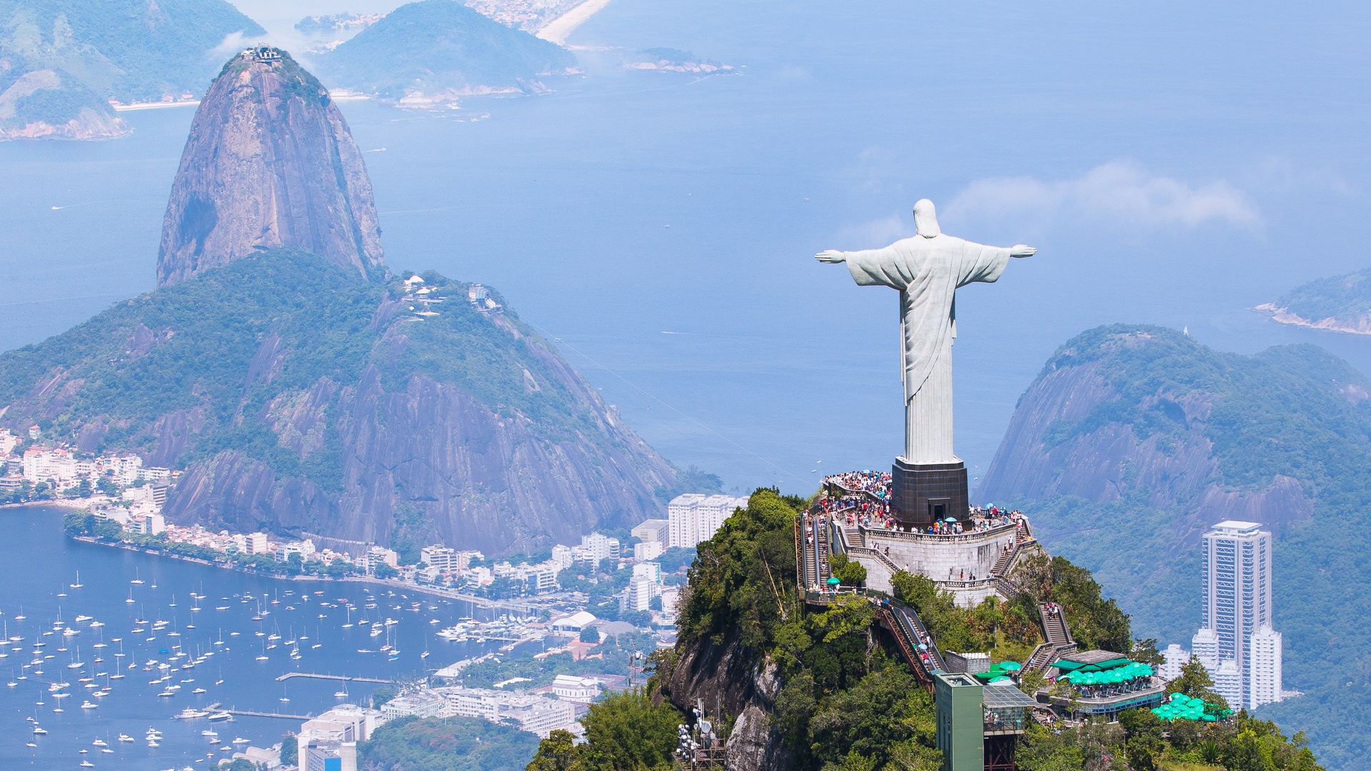 the iconic Christ the Redeemer statue located in Rio de Janeiro, Brazil