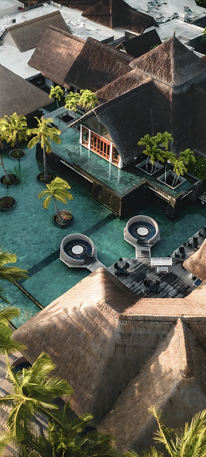 aerial view of Constance Belle Mare Plage, Mauritius