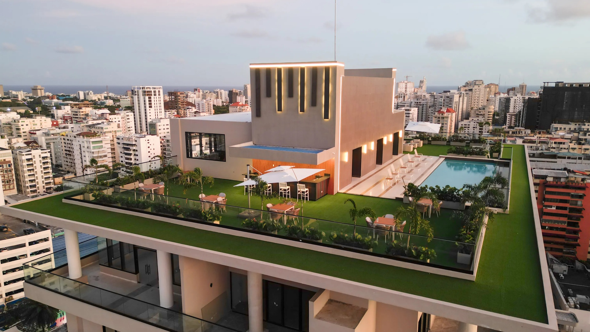a rooftop terrace of the Aston Rubi City Suites in Santo Domingo