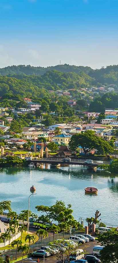 panoramic view of Castries in Saint Lucia